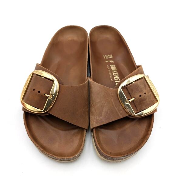 Birkenstock Madrid Big Buckle Sandals Unisex Cognac Size W8/M6 EU39 - Picture 13 of 13